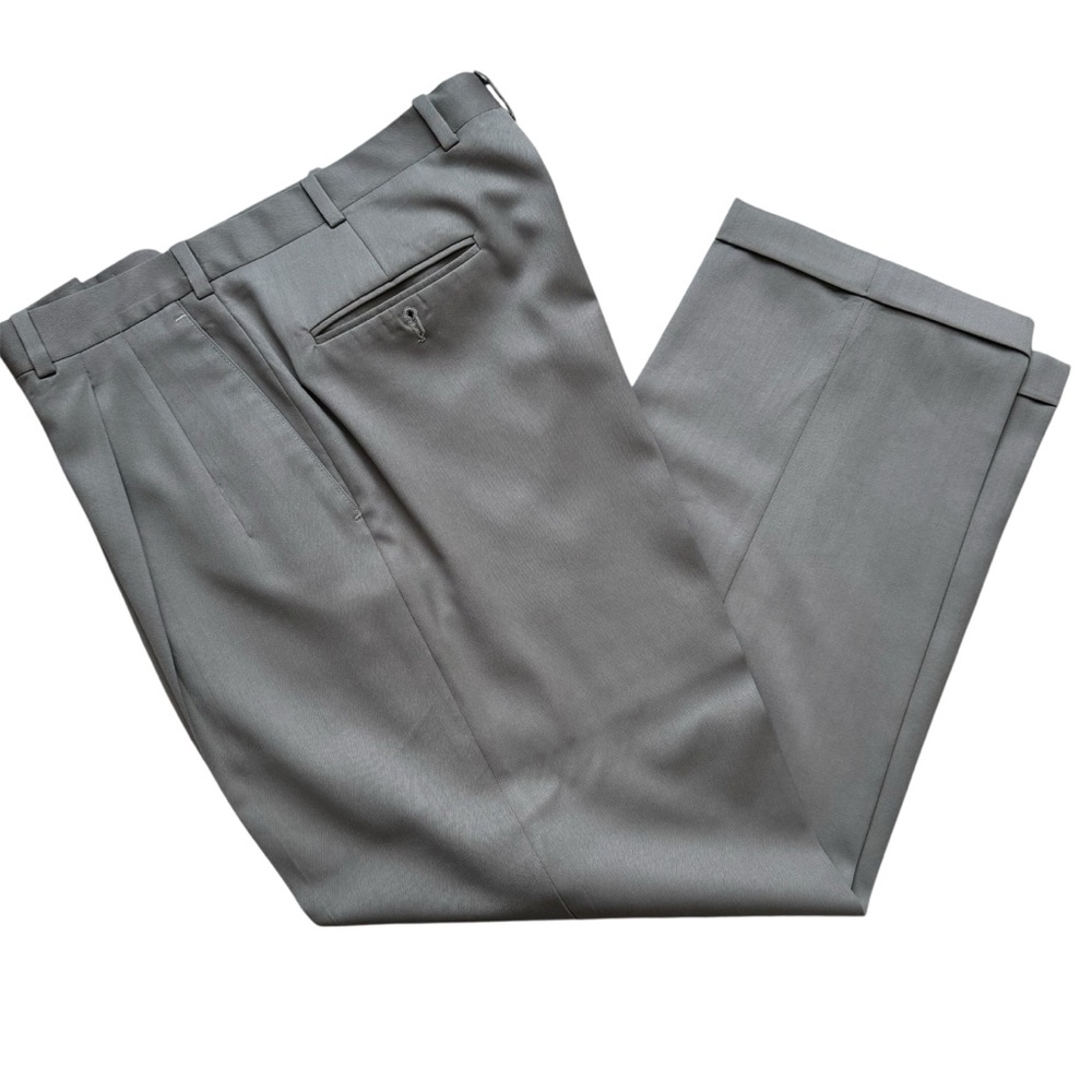 Nordstrom Taupe Tan Gray Wool Pleated Cuffed Dress Pants Trousers